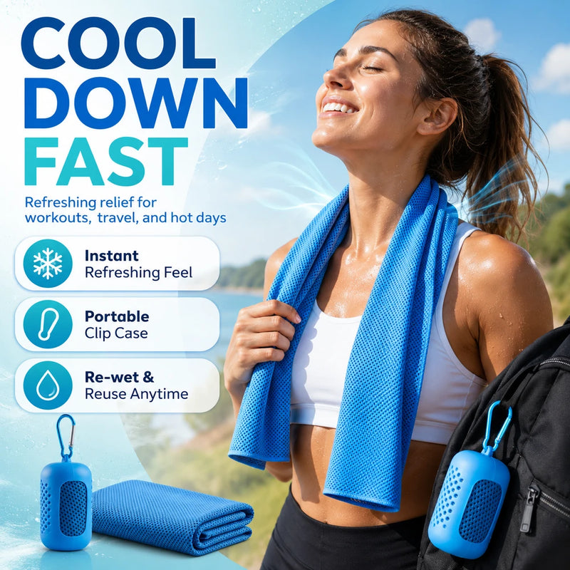 CoolZa ChillSnap™ Instant Cooling Towel with Portable Carrying Case