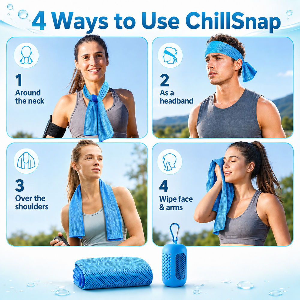 CoolZa ChillSnap™ Cooling Towel + Clip Case